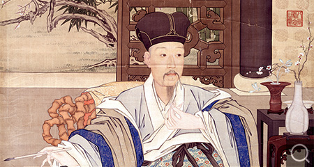 清人画弘历古装像轴