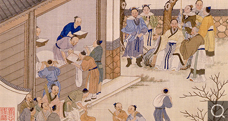 缂丝周文王发粟图轴