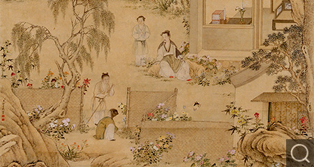 清 种秋花诗意轴